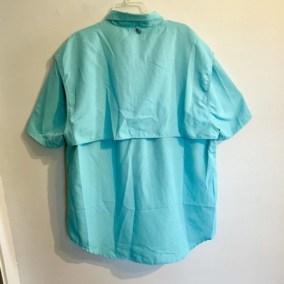 Stillwater Supply Co XL Vented Fishing Shirt Teal Blue Button Front Short Sleeve - Picture 4 of 6